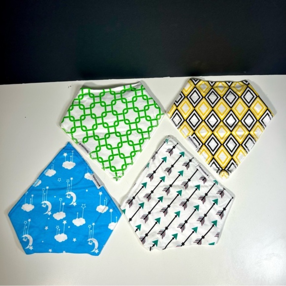 FARNOD Baby Bandana Drool Bibs 4 Pack Arrows Moon Diamond Squares - Picture 11 of 11